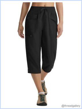 Women's Lightweight Hiking Cargo Capris Quick Dry Pockets Wicking